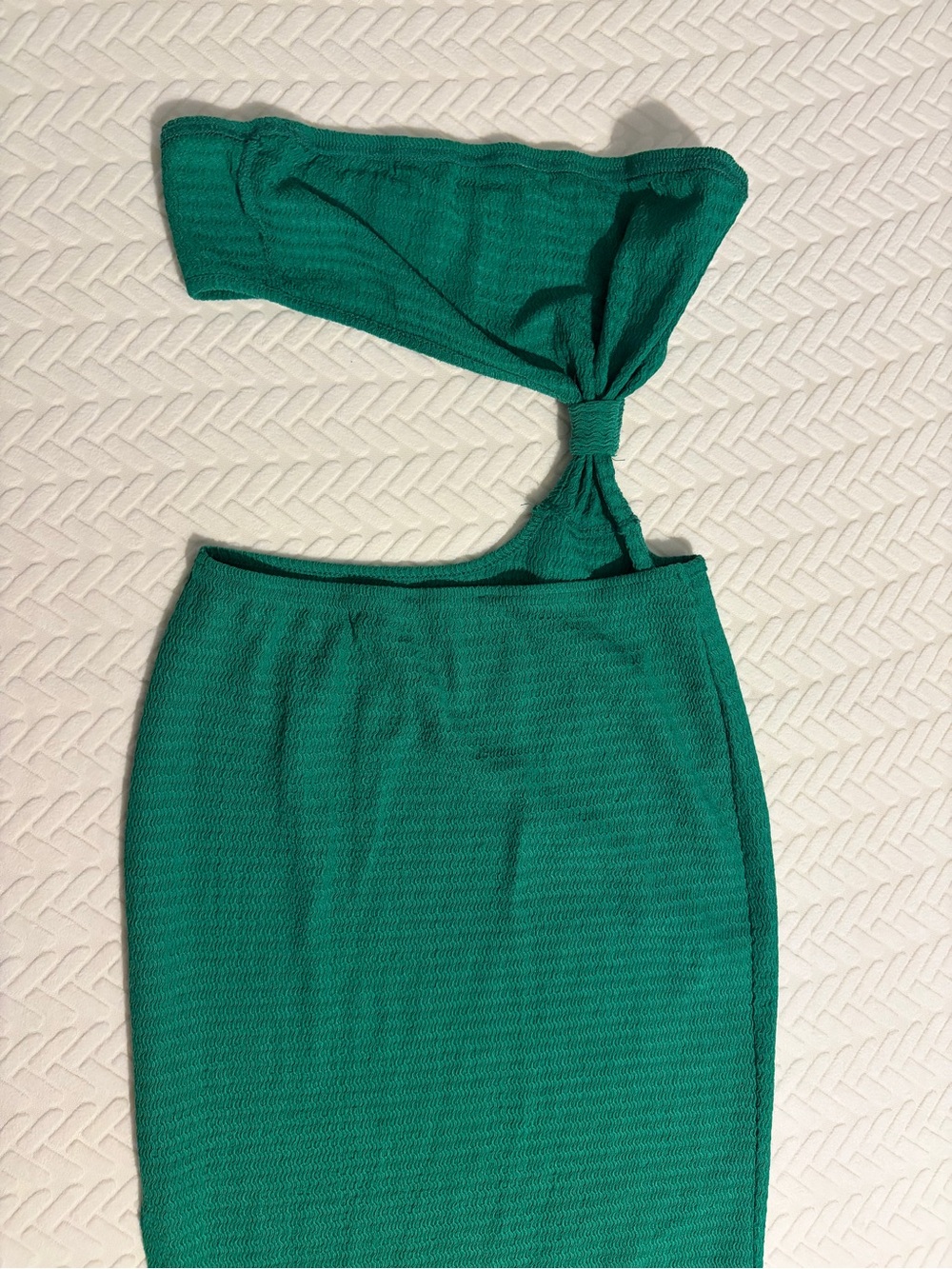 SHEIN Emerald Green Strapless Cutout Knit Dress